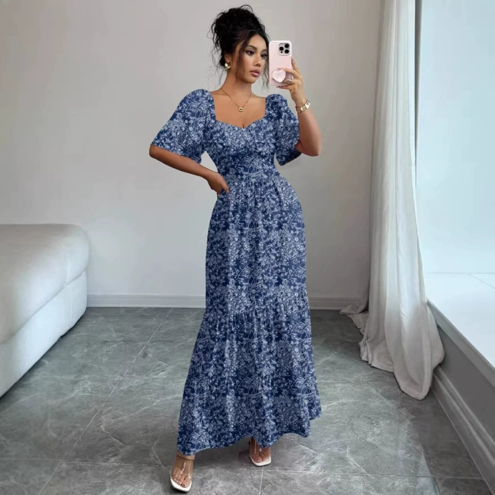 Zara Puff Sleeve Square Neck Summer Dress